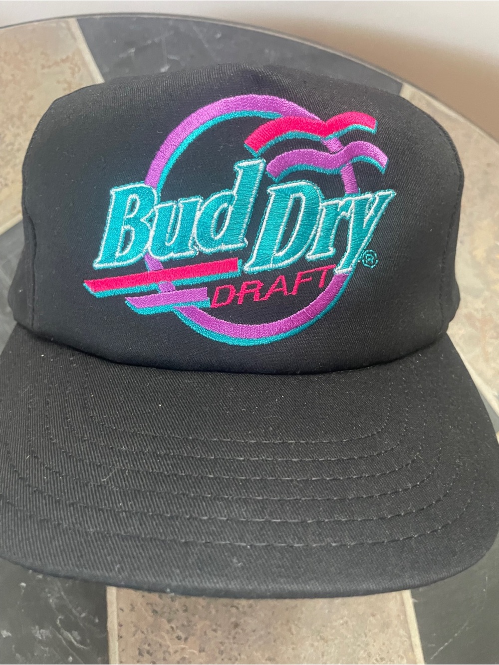 Bud Dry Black Embroidered Logo Snapback Hat